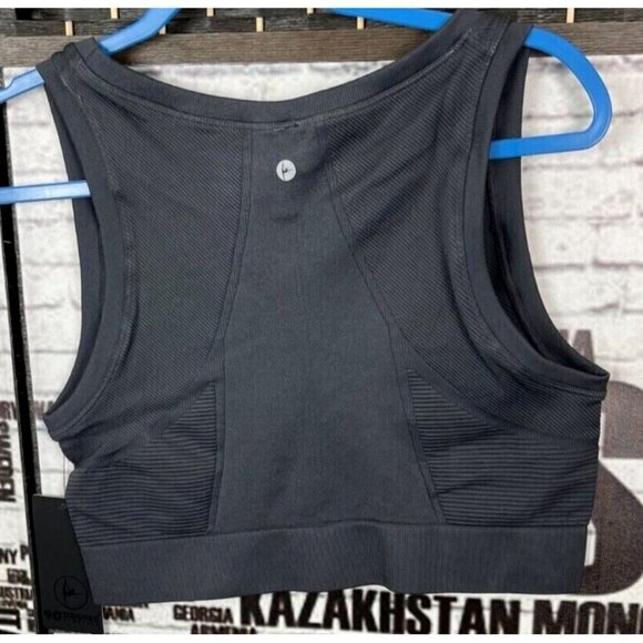 90 Degree By Reflex XL Charcoal Textured Seamless Long Line Active Bra Top - Picture 3 of 4